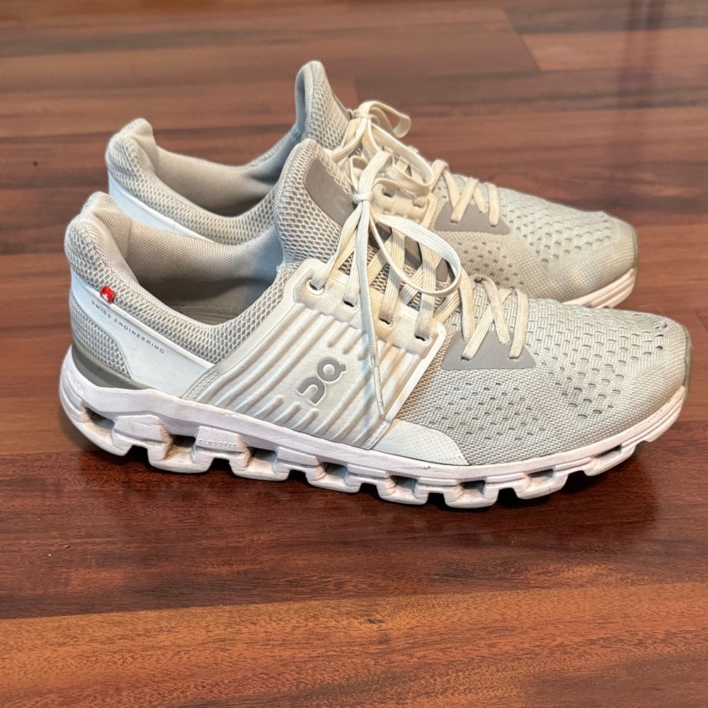 On Running Athletic Shoes in Light Gray and White